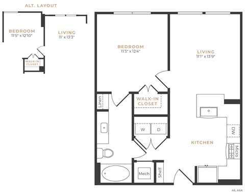 A black and white image of a floor plan for an apartment.